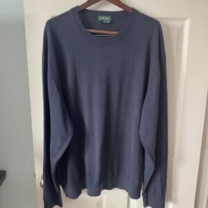 Orvis Mans XXL cotton/silk/cashmere long sleeves dark blue crewneck sweater